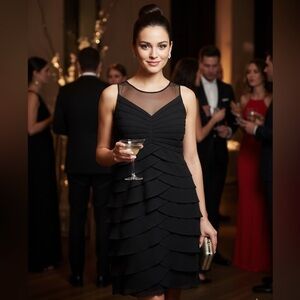 Scarlett Nite Black Layered Mini Dress size 12